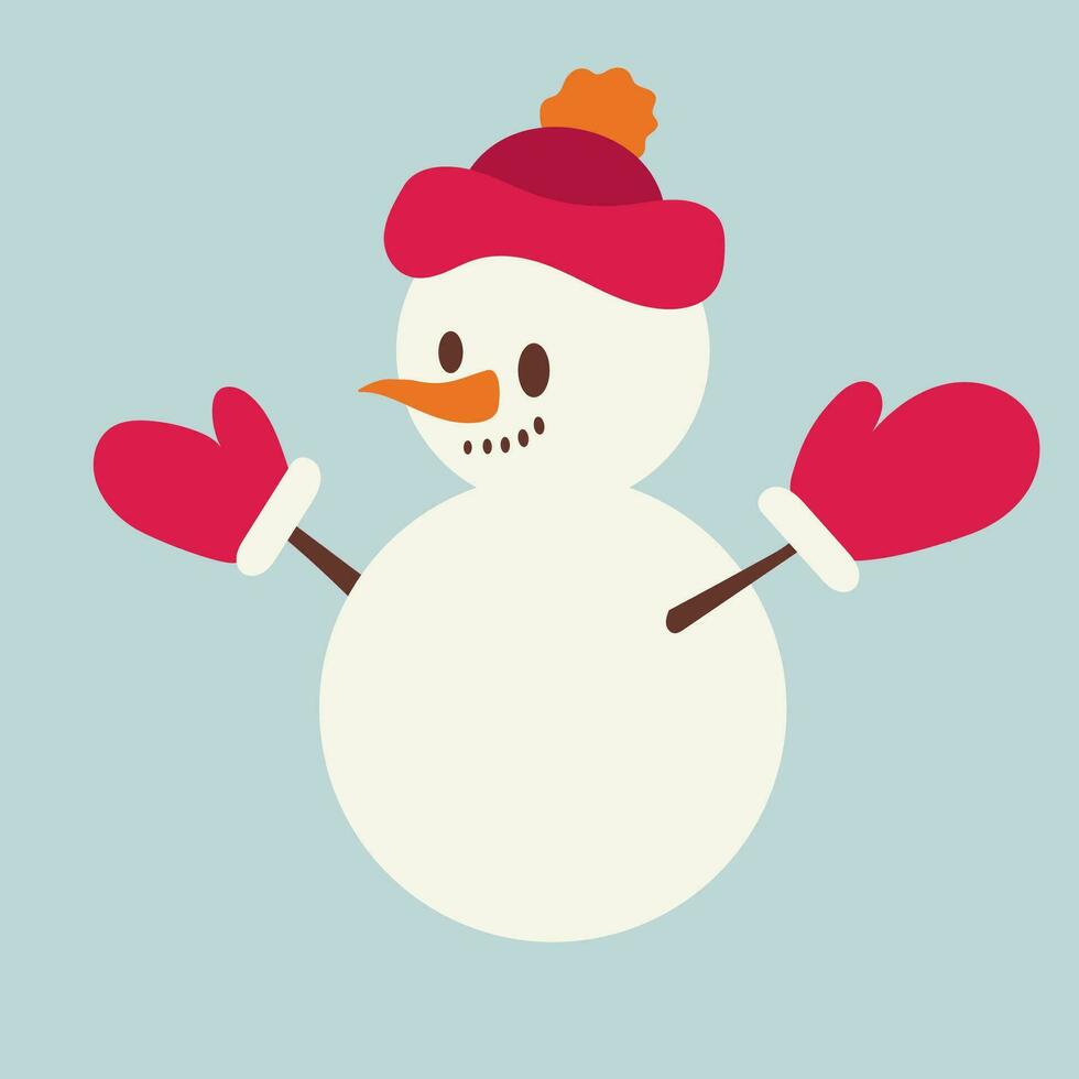 Cute snowman. Vector illustration in flat, simple style. Design element for posters, prints for clothing, banners, covers, websites, social networks, logo, postcard