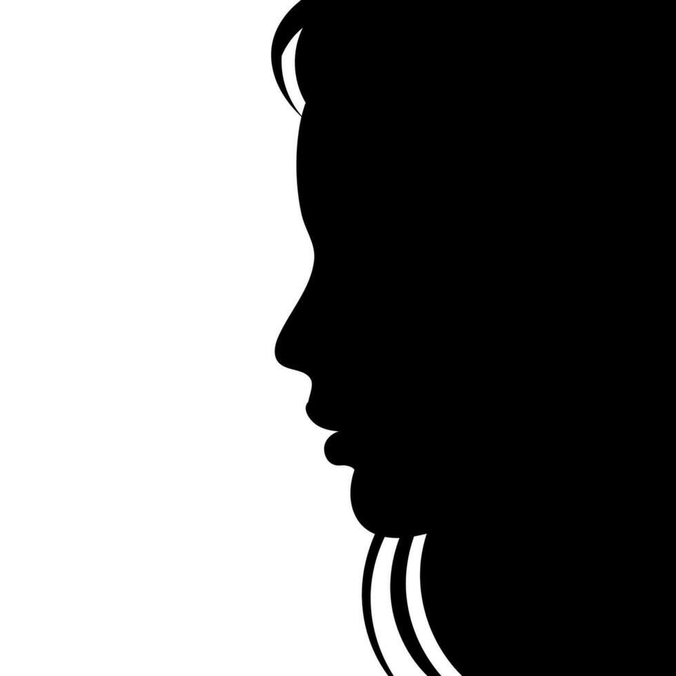 Female silhouette in profile. Side view. Print, logo, poster templates, tattoo idea, advertising, fabric print vector