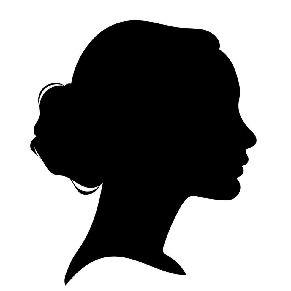 Female silhouette in profile. Side view. Print, logo, poster templates, tattoo idea, advertising, fabric print vector