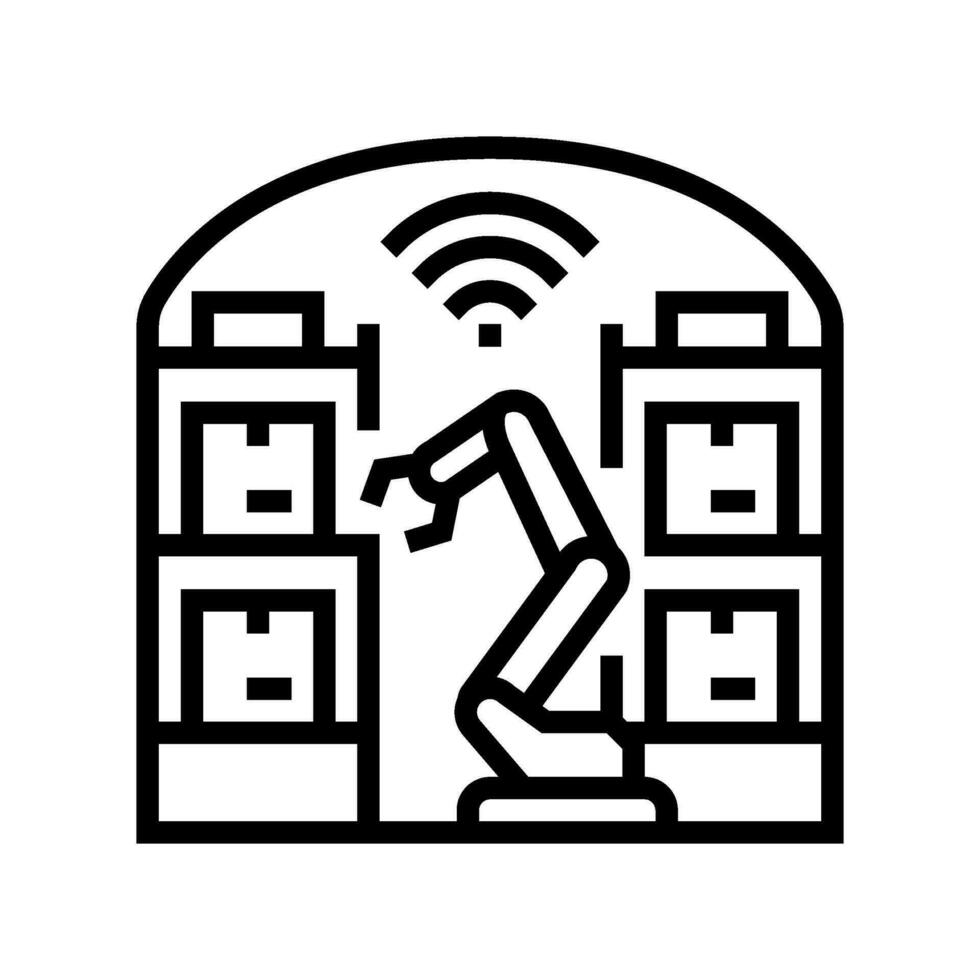 automated warehouse autonomous delivery line icon vector illustration