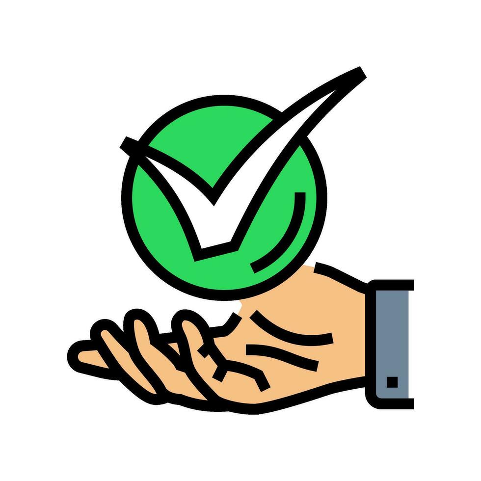 hand check mark color icon vector illustration