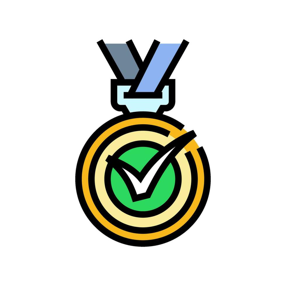 medalla cheque marca color icono vector ilustración