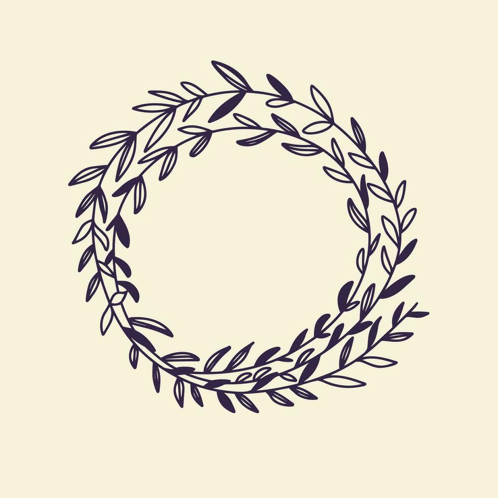 the wreath of leaves. Hand drawn vector illustration. Decorative elements for design