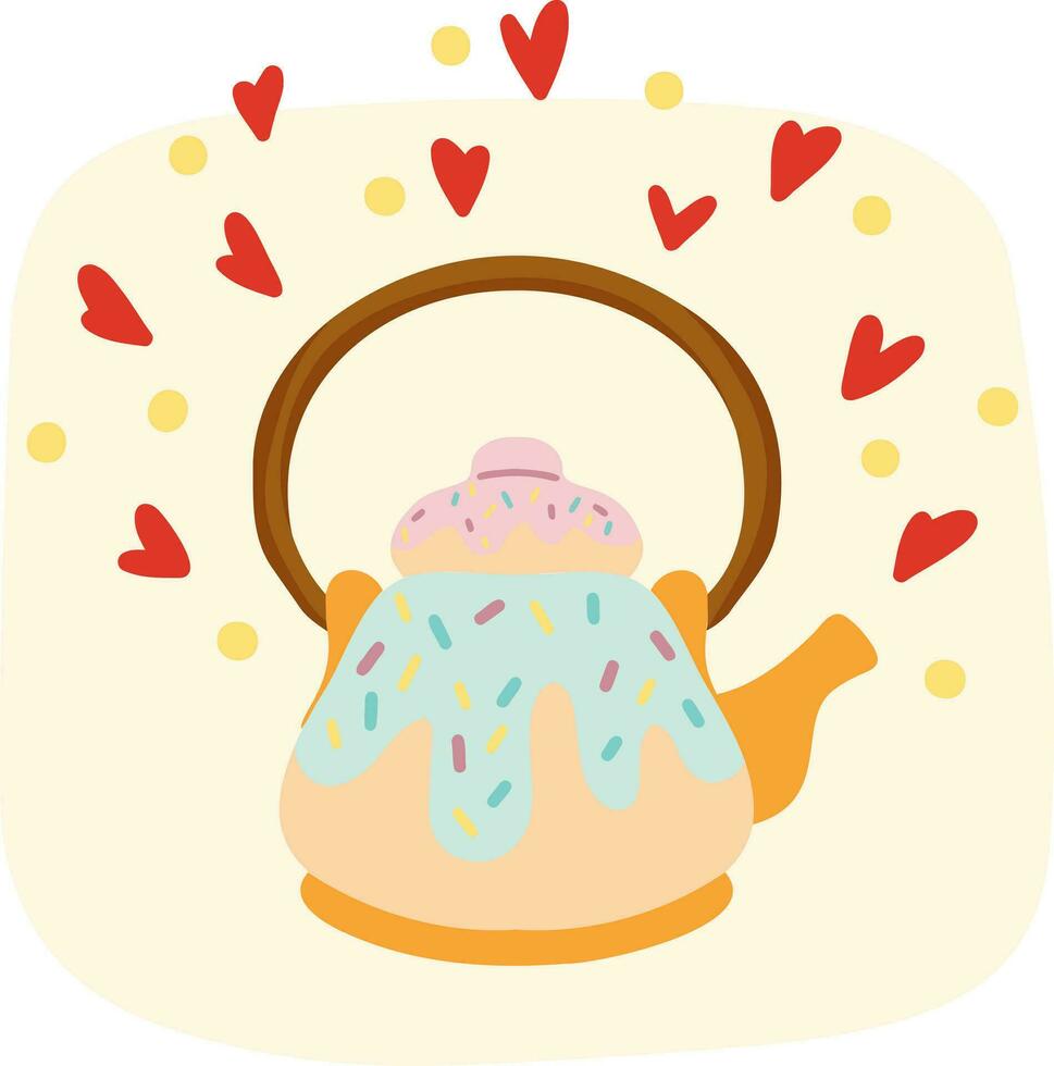 Positive and cute typography poster with teapot. Time for tea. Trendy vector illustration in naive style. Perfect for t shirt design, posters, stickers, banners, cards.