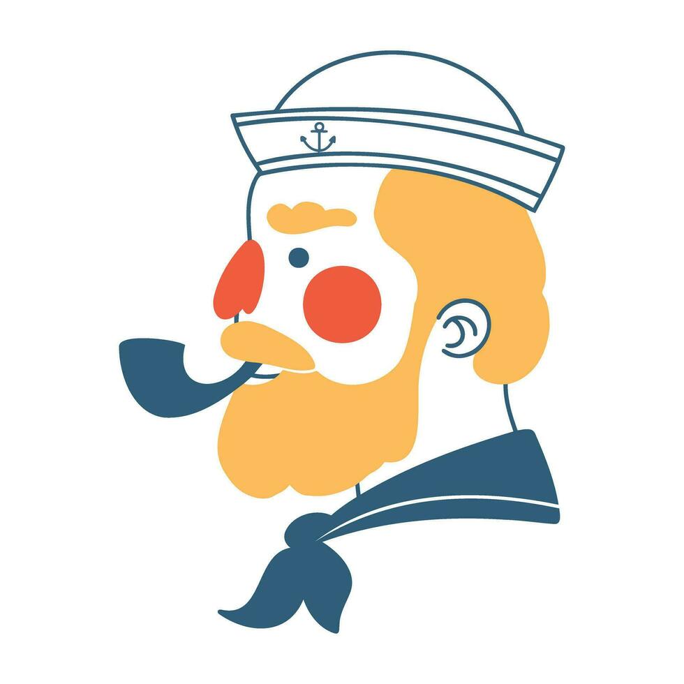 Day of the Seafarer. June 25. Emblem, poster, t-shirt print, cartoon sailor poster. Hand drawn vector illustration