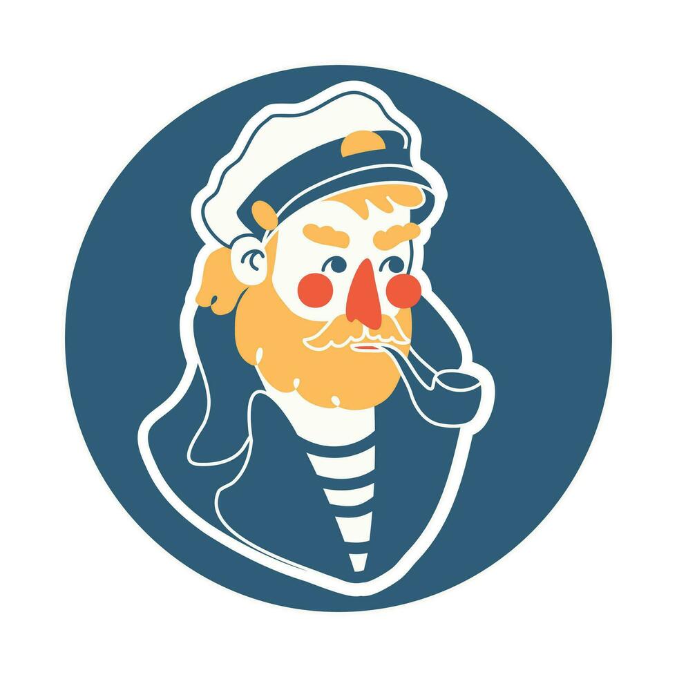 Day of the Seafarer. June 25. Emblem, poster, t-shirt print, cartoon sailor poster. Hand drawn vector illustration