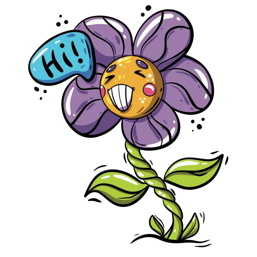 sonriente flor. de moda vector ilustración en garabatear estilo. Perfecto para t camisa diseño, carteles, pegatinas, pancartas, tarjetas