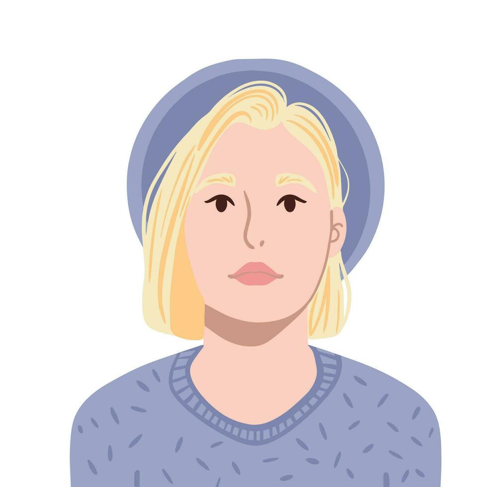 A young  girl. Happy people avatars. Head portrait. Colored flat vector illustration