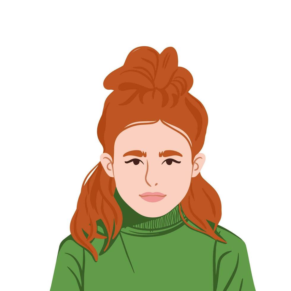 A young  girl. Happy people avatars. Head portrait. Colored flat vector illustration