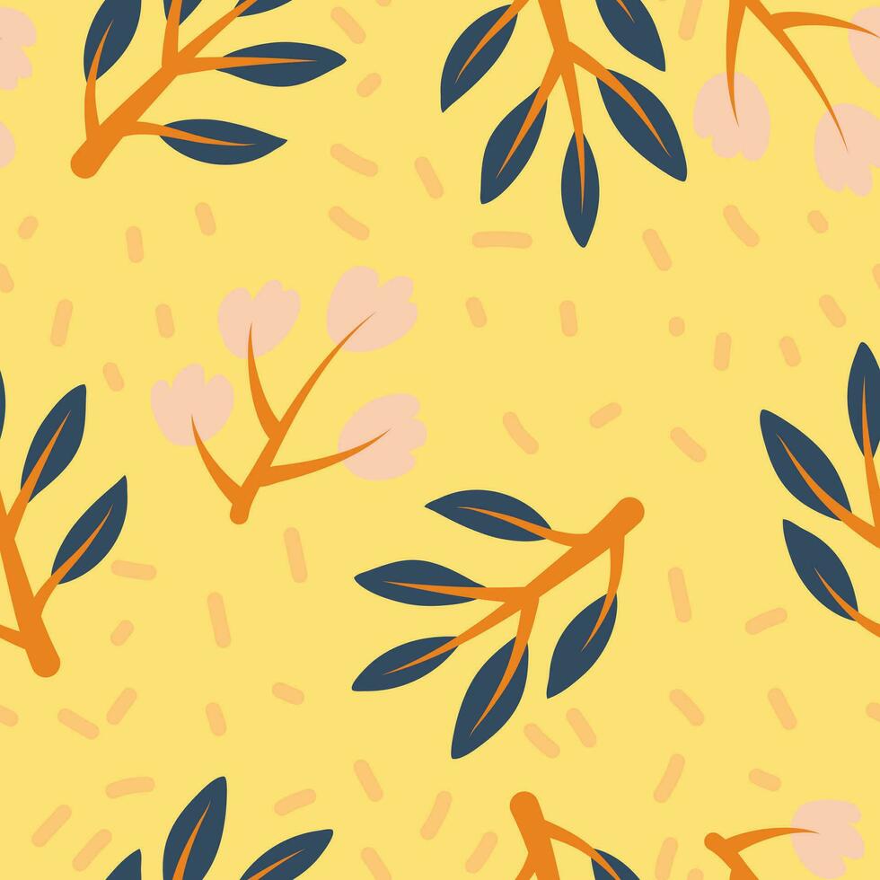 Flowers pattern. Seamless floral background. Repeating botanical print with blooms for wallpaper and wrapping. Delicate flora texture. Colored flat vector illustration