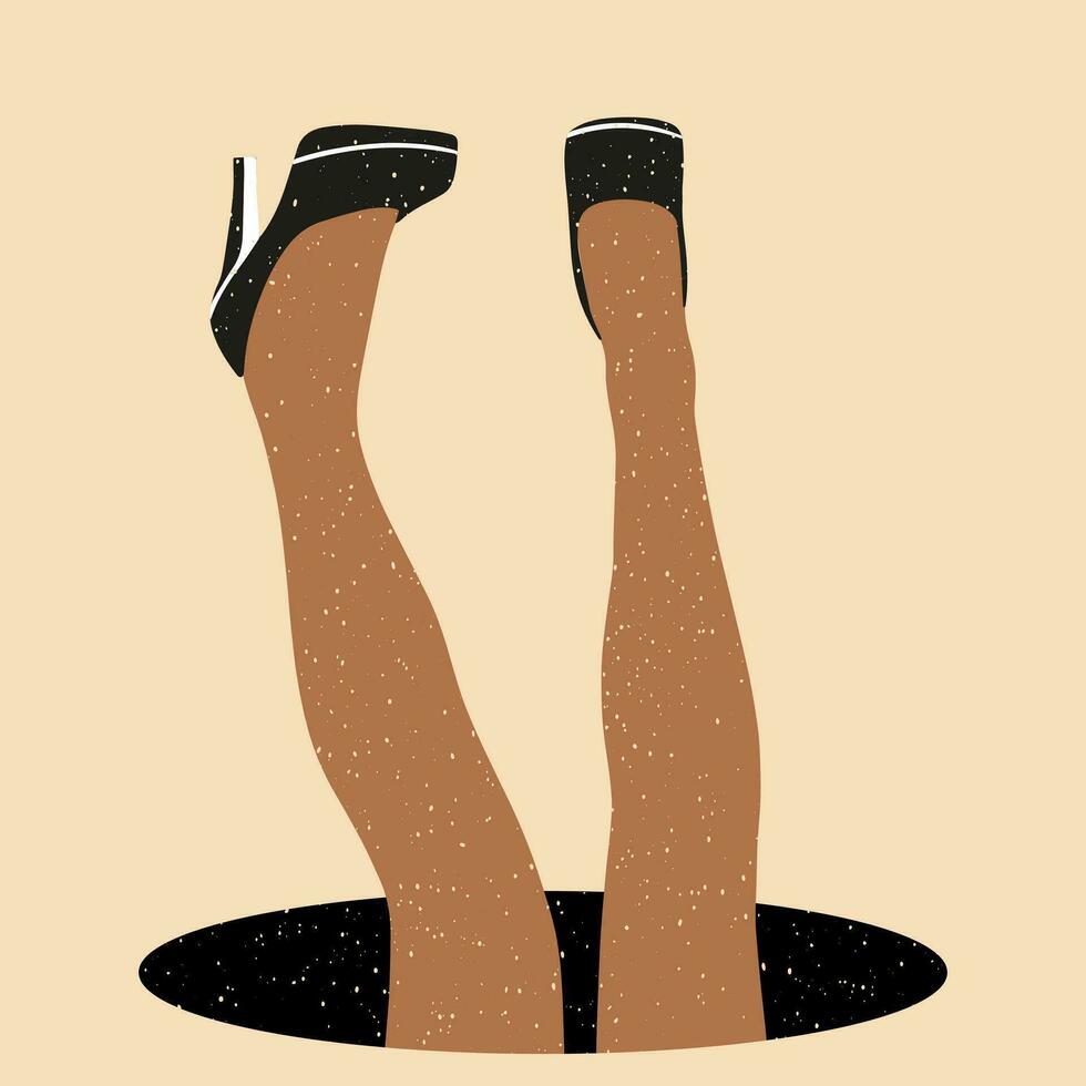 De las mujeres piernas en medias y zapatos. vector ilustración en plano estilo