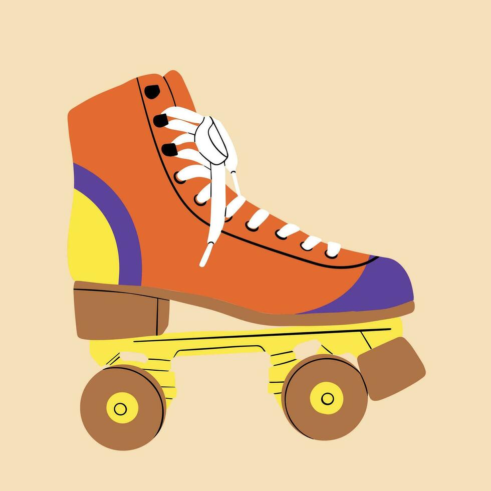 multicolor retro rodillo patines, cuádriceps. vector ilustración en dibujos animados estilo. sano estilo de vida.