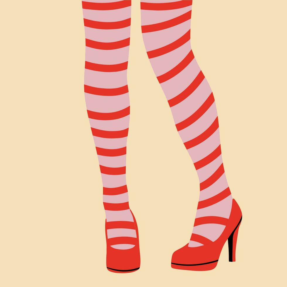 De las mujeres piernas en medias y zapatos. vector ilustración en plano estilo