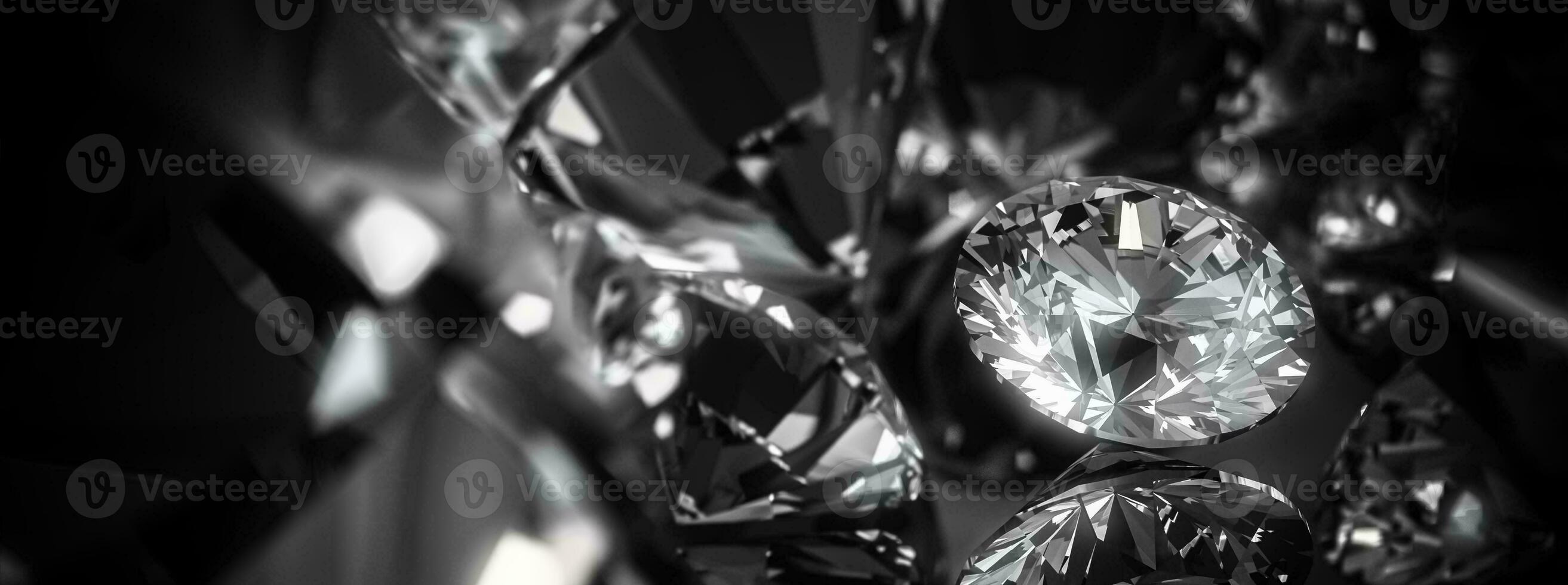 Beautiful Shiny Diamond in Brilliant Cut on Black Background - Diamond Backdrop, Crystal Background photo