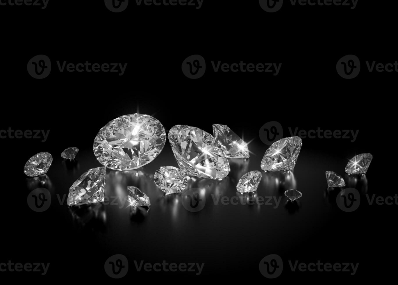 Beautiful Shiny Diamond in Brilliant Cut on Black Background - Diamond Backdrop, Crystal Background photo