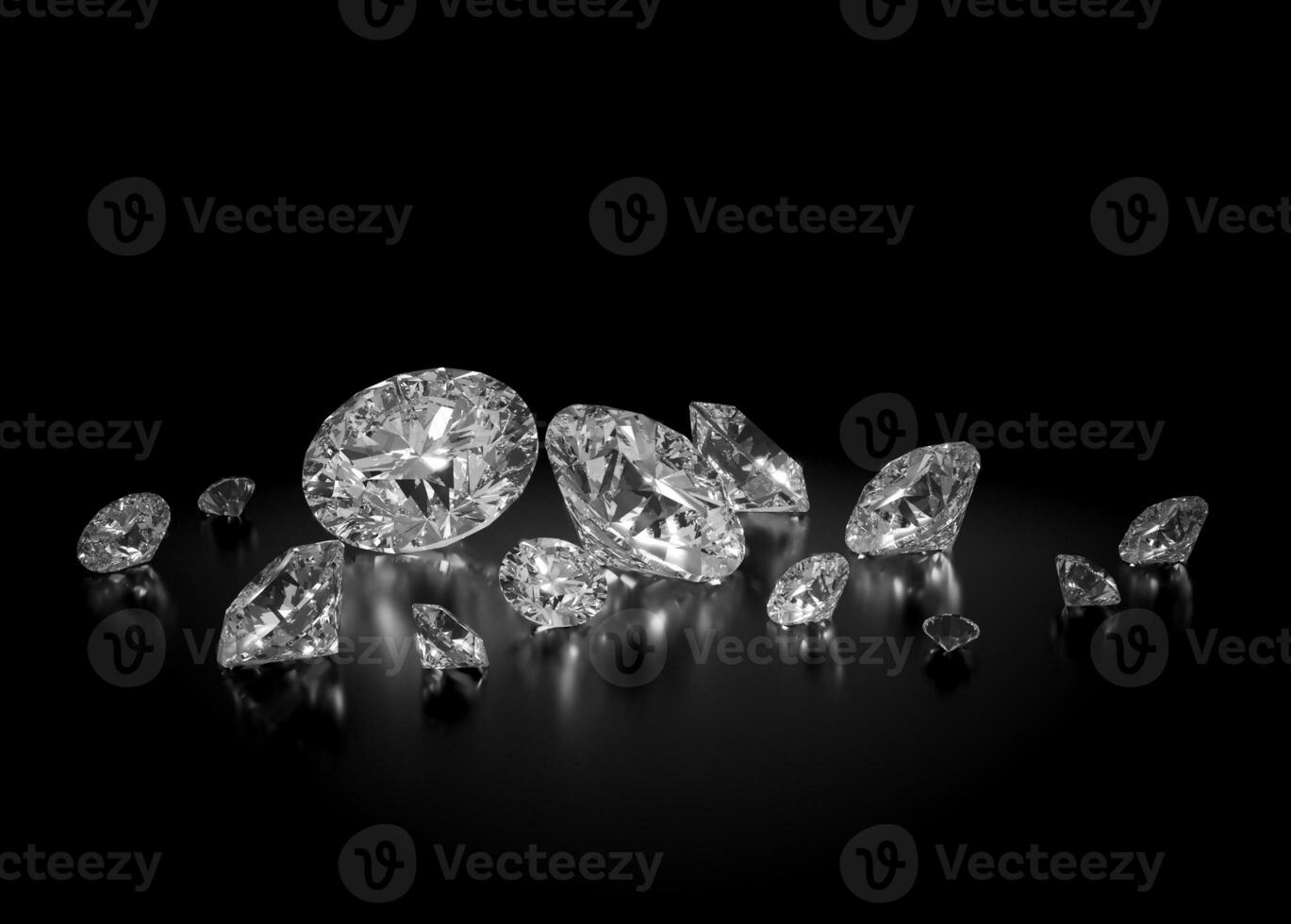 Diamond Background - Luxury Beautiful Shiny Diamond in Brilliant Cut on Black Background - Crystal Background photo