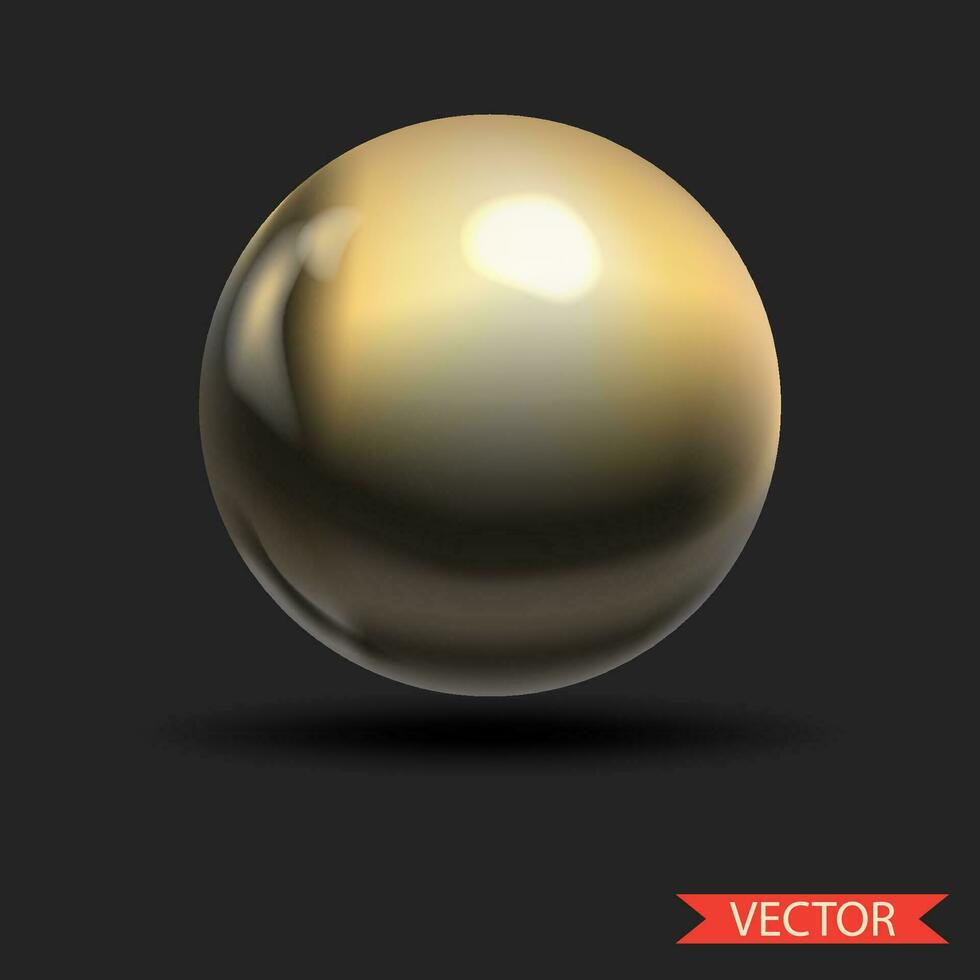 Golden, metallic sphere, ball. Vector geometric figure. Graphic element for design, backgrounds, posters, print, websites.