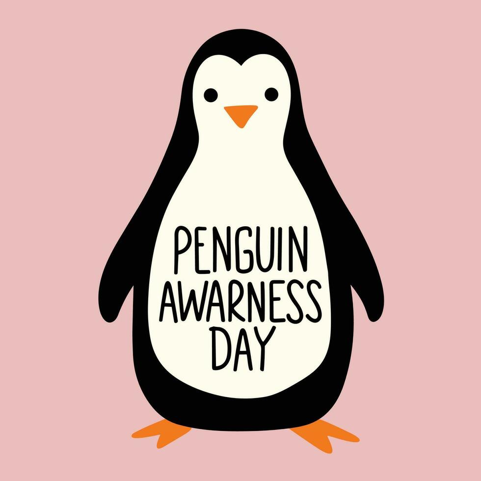Penguin Awareness Day lettering inscription. Handwriting text banner for Penguin Awareness Day. Hand drawn vector art.