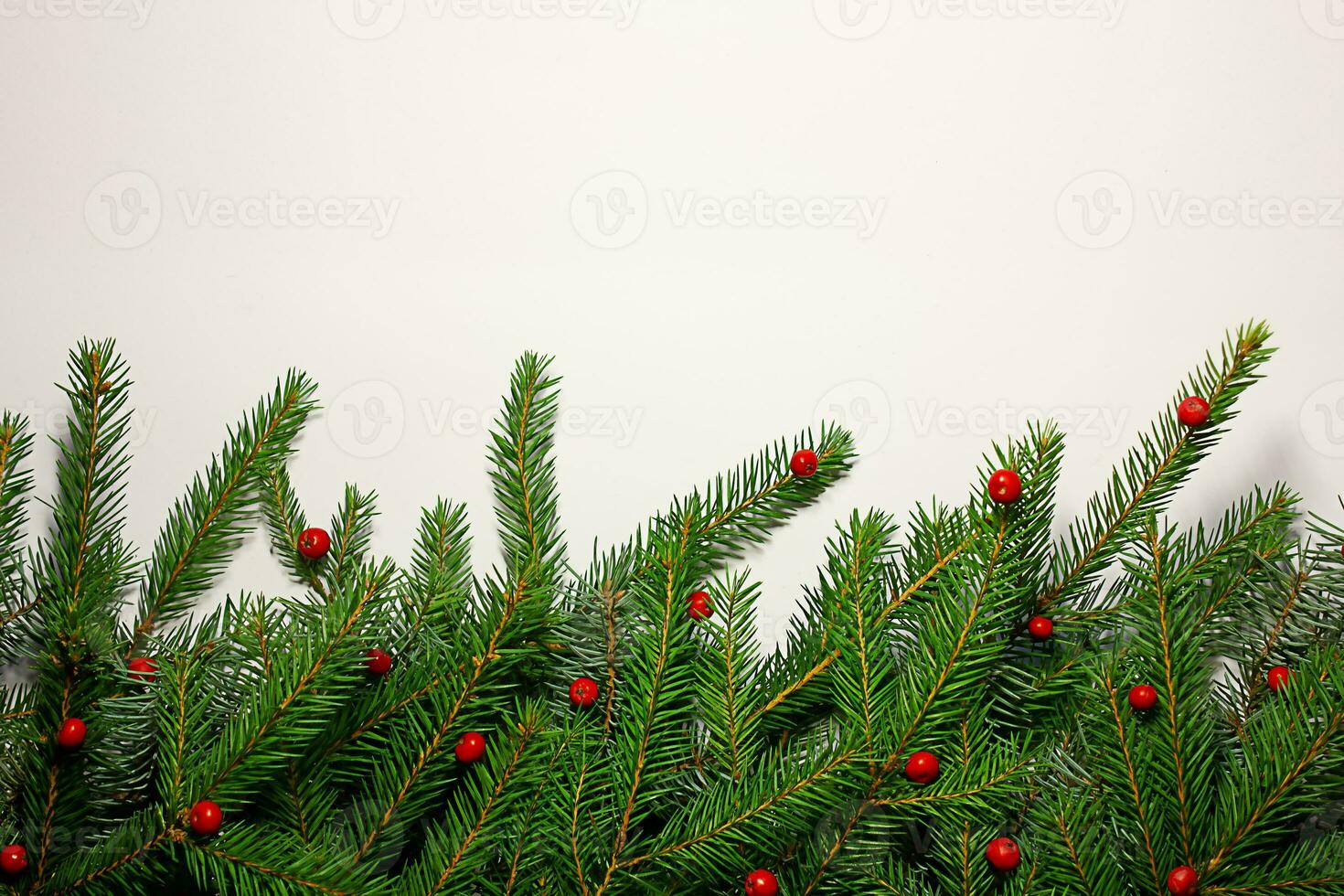 Creative New Year's border from Christmas tree branches. Place for text. Christmas background in retro style. New Year and Christmas card. Nature new year concept. Copy space photo