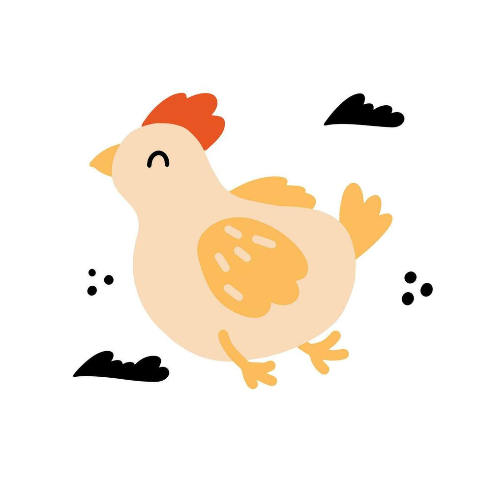 Cute chicken. Vector hand-drawn illustration. Great for kids clothing design, posters, wrapping paper, wallpaper, avatars.
