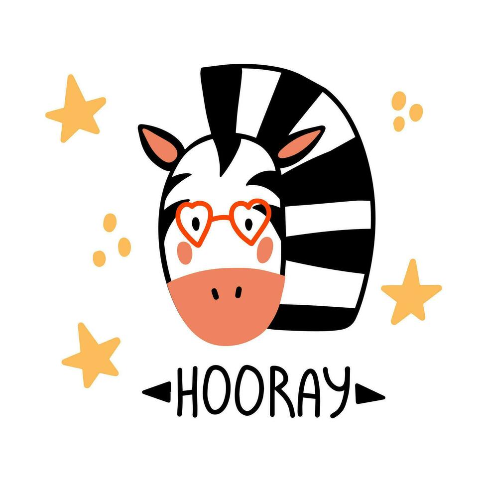 Cute zebra. Vector hand-drawn illustration. Great for kids clothing design, posters, wrapping paper, wallpaper, avatars.