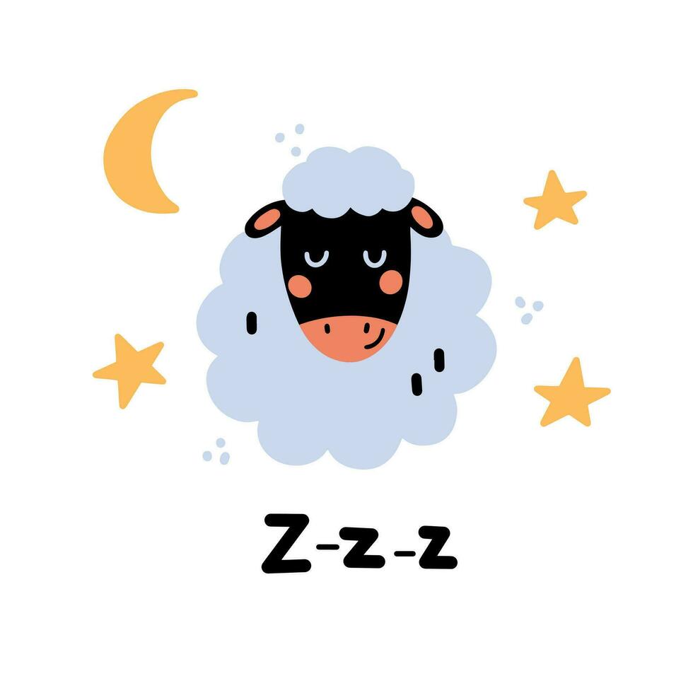 Cute sheep. Vector hand-drawn illustration. Great for kids clothing design, posters, wrapping paper, wallpaper, avatars.