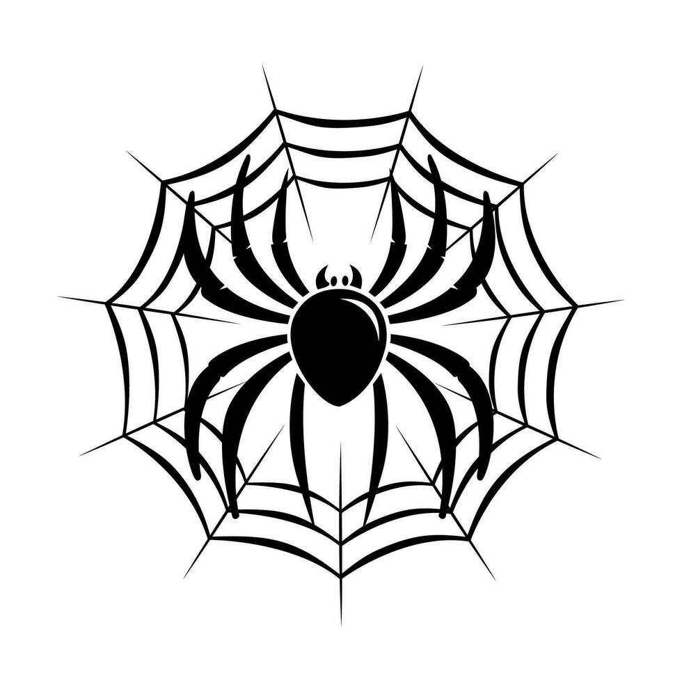 vector negro telaraña y araña logo