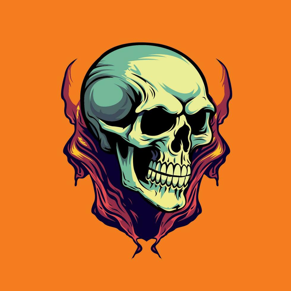 Vector skull with a muffler vector illustration manually created