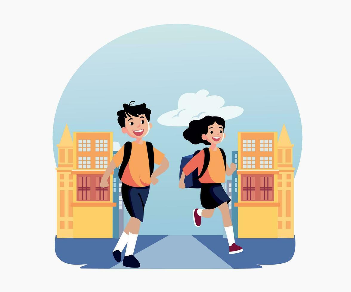 Back to School Flat Character Vector Illustration manually created