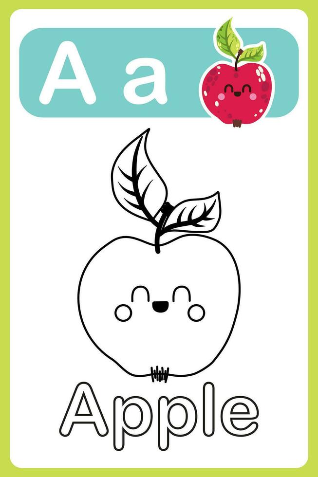 English alphabet. For kids education. Learning letters. Color vector illustration. Letter Q is for Quince . ABC game for kids. Alphabet coloring page. Cartoon character.