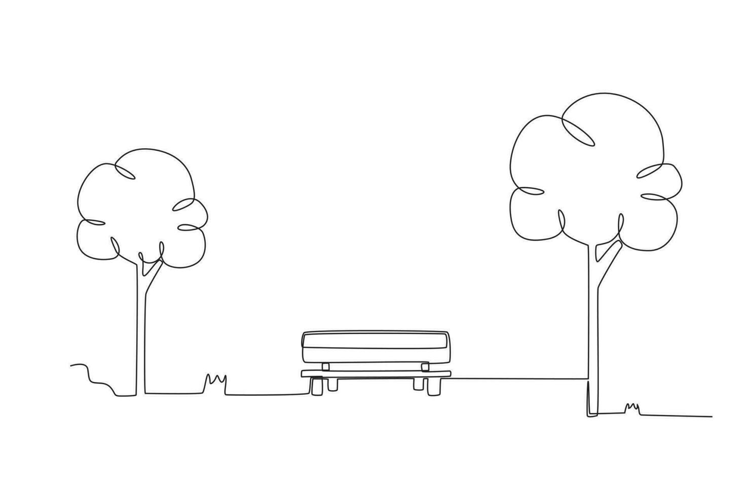 A bench and a tree beside it vector