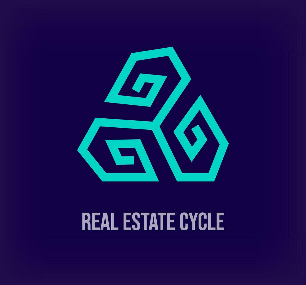 Unique real estate cycle sign logo. Creative home sale colorful graphics. Corporate company Vector