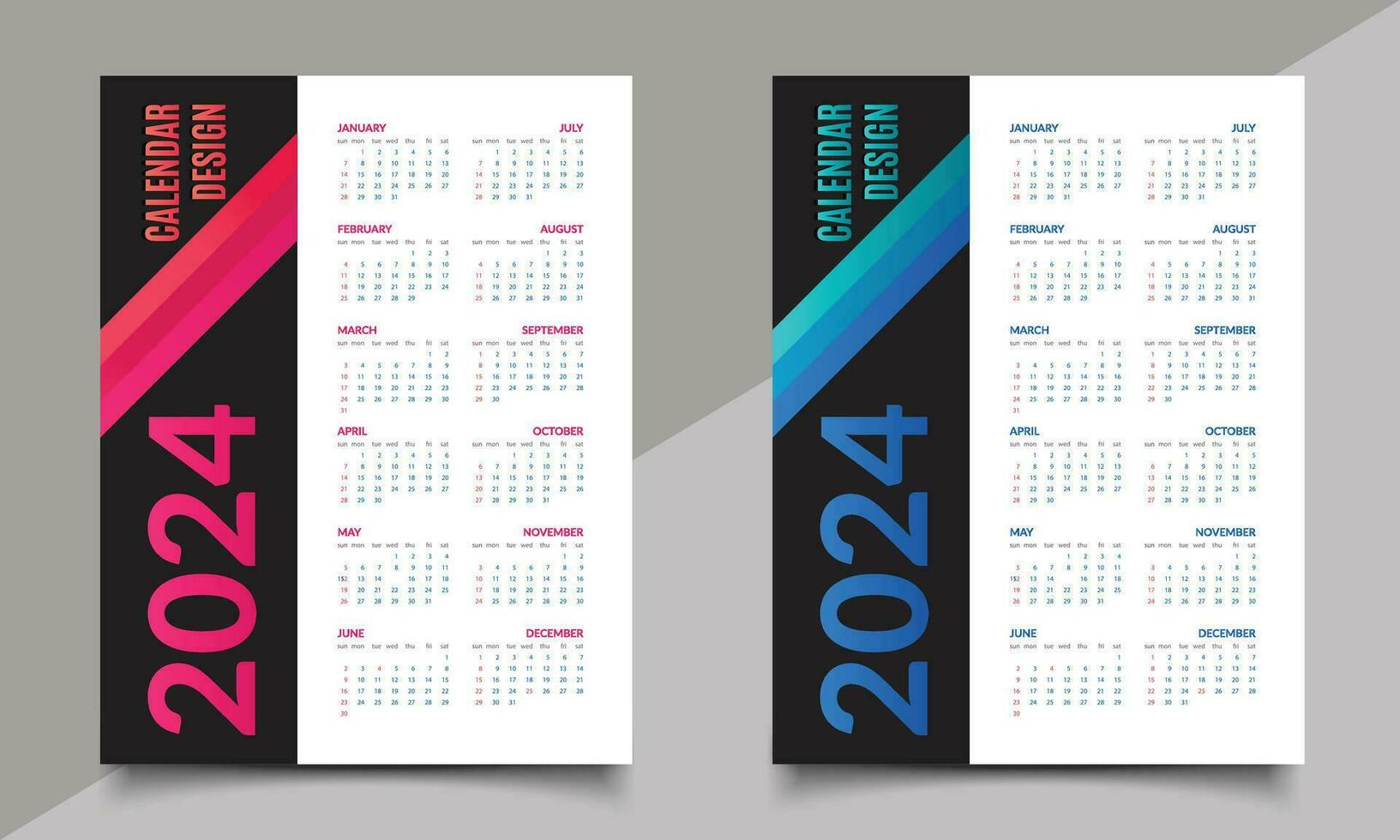 calendario. una página nuevo año calendario diseño. 2024 calendario diseño. vector