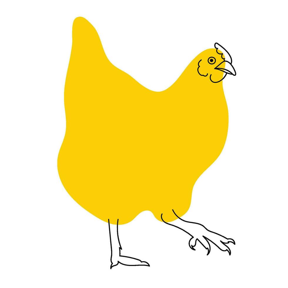 Yellow, fancy chicken. Avatar, badge, poster, logo templates, print. Vector illustration in flat cartoon style