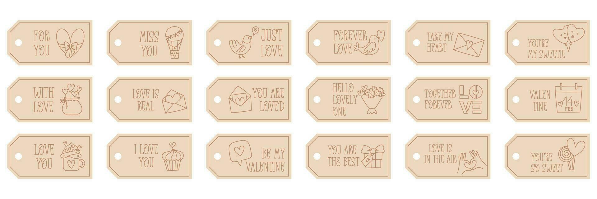 Valentines Day printable tags template in doodle style 34910630 Vector