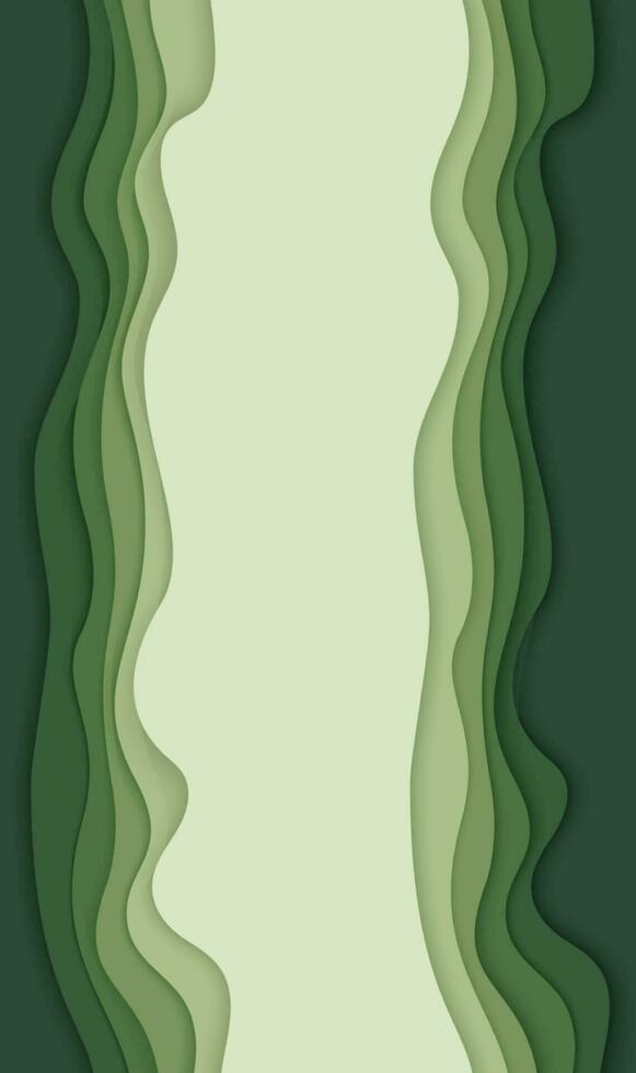 profundo bosque verde ondas, papel Arte bandera. naturaleza verdor color póster modelo en corte de papel estilo. vector ilustración eps 10