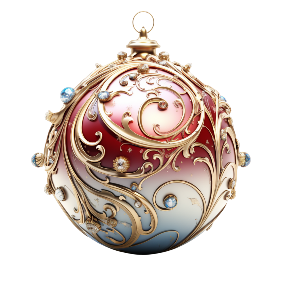 AI generated Decorative gold ball ornament model png