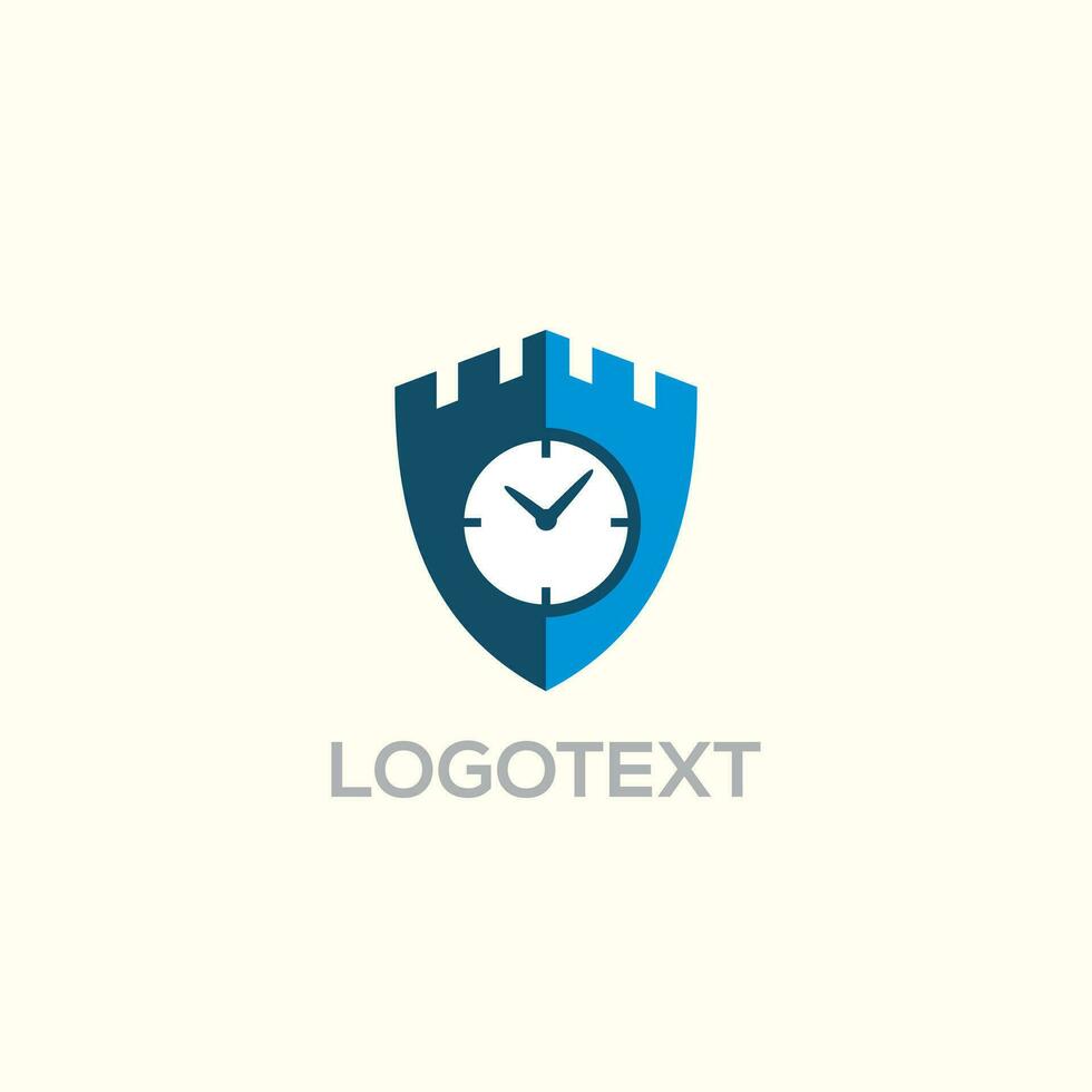 Clock Shield logo vector design