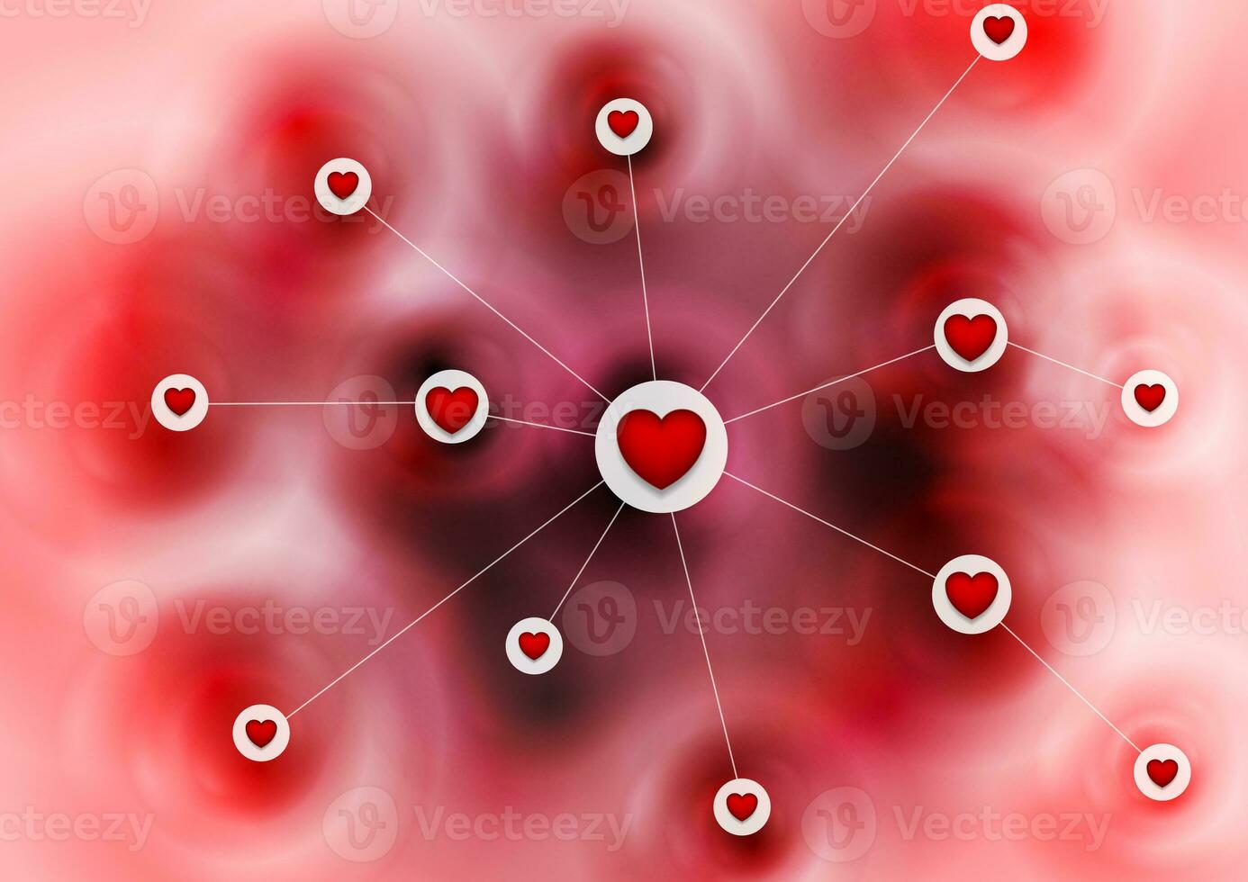 Online dating communication with hearts background photo