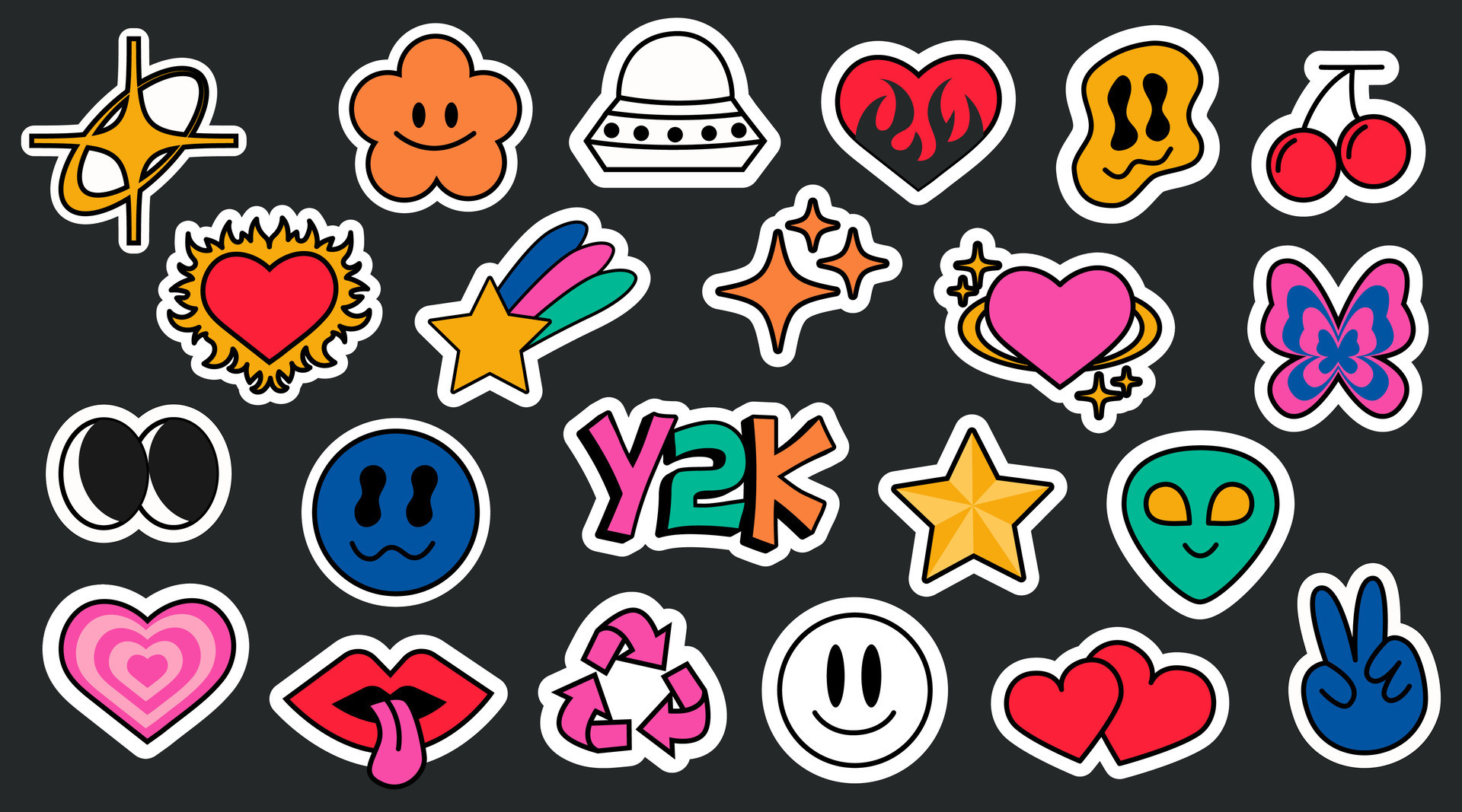 100 Y2K Retro Stickers Pack