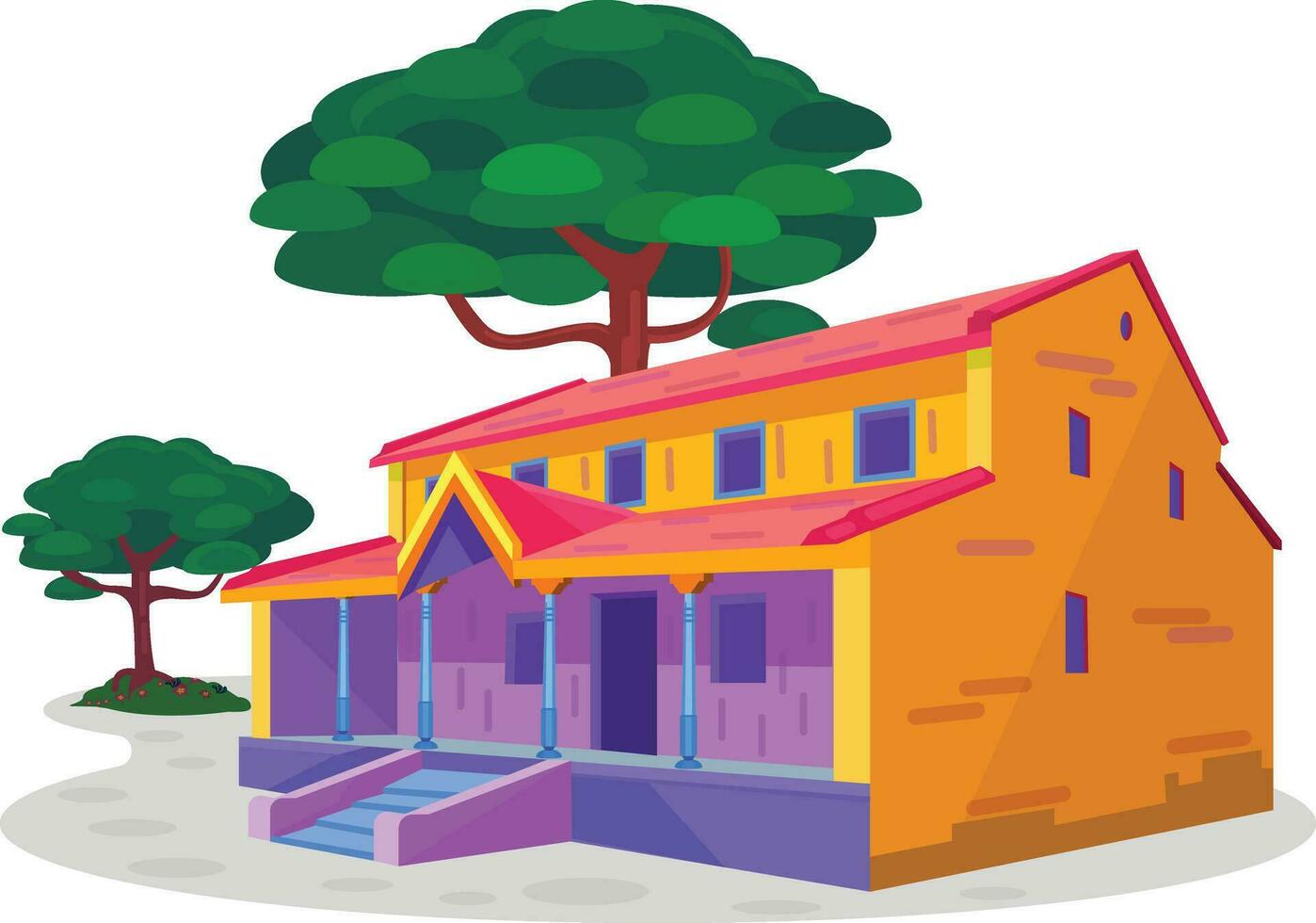 Indian colorful old house, village house vector