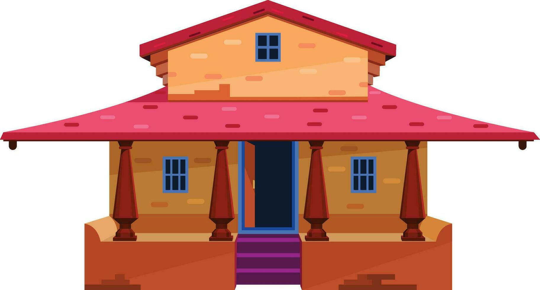 Indian colorful old house, village house vector