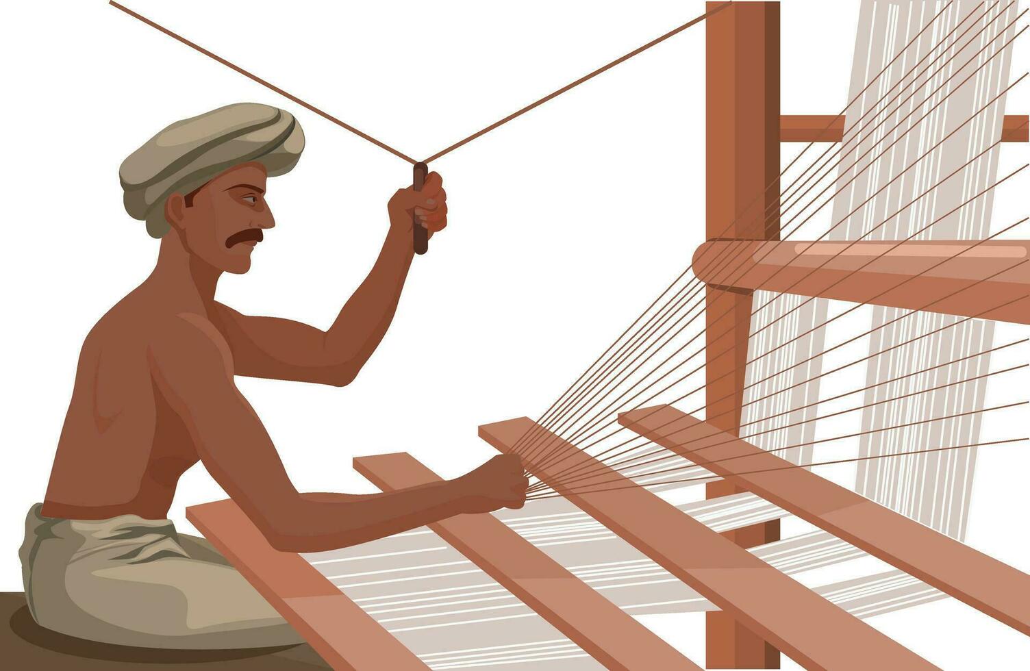 Man weaving, weaver, weaving illustration vector