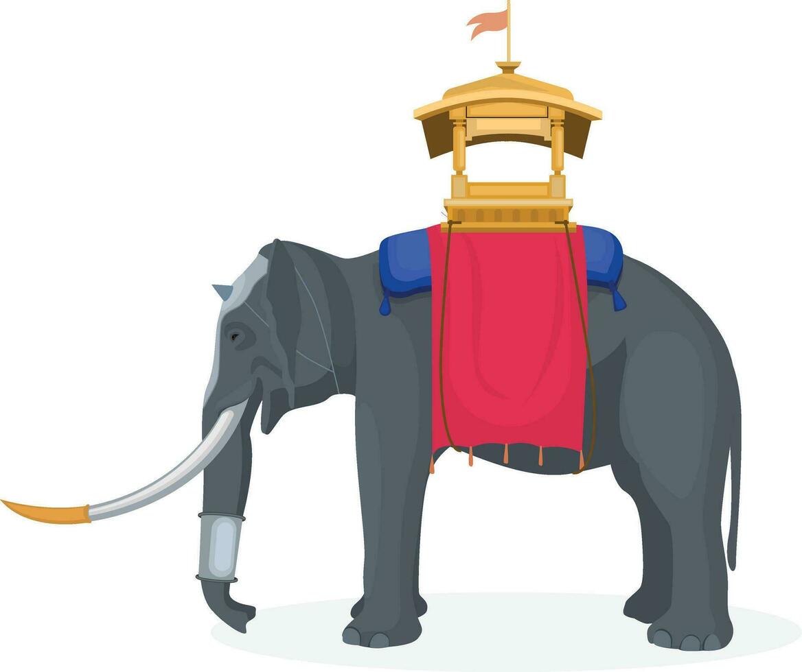 Concept of festival and celebrations, Elephant Carrying Golden Howdah or Chinnada Ambari on the leading Elephant during the Jamboo Savari vector