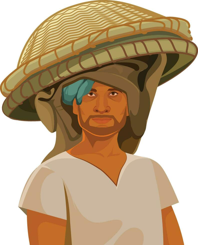 Indian rural farmer worker going for work vector