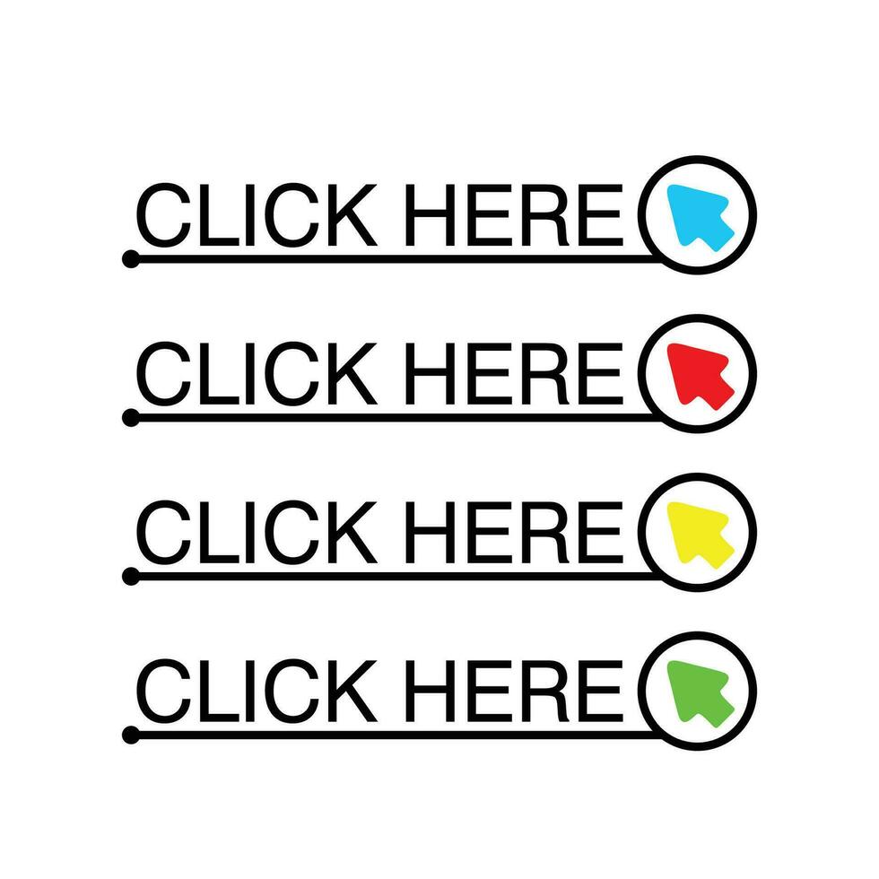 click here button design. cursor sign and symbol. vector