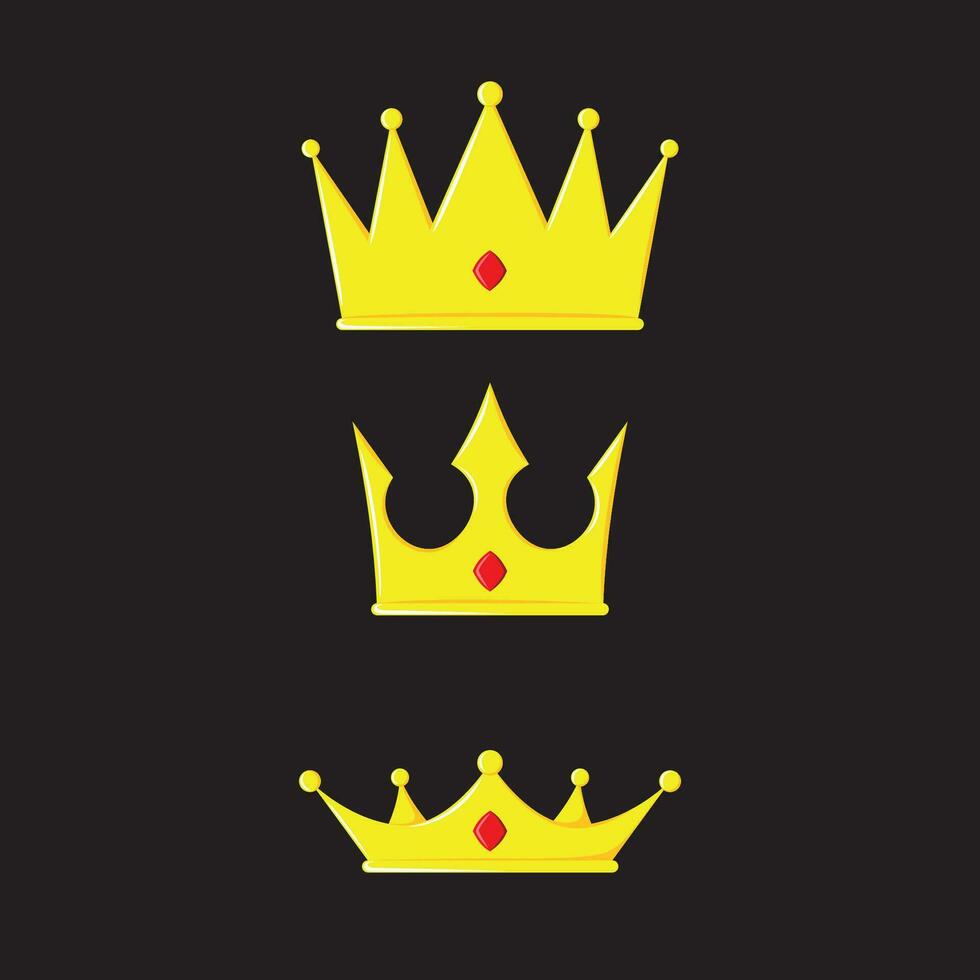 conjunto de dorado corona. lujo real Rey elemento icono, firmar y símbolo. vector