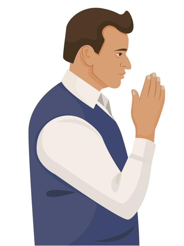 Indian Man Showing Namaste or welcome gesture, vector