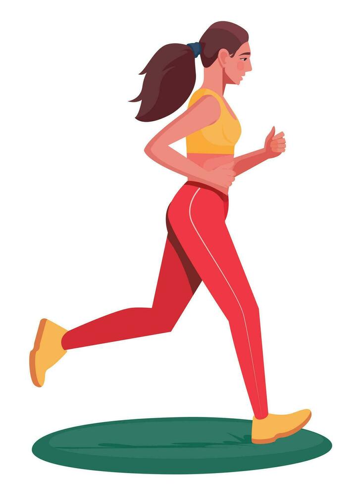 Girl Morning Running, young fitness woman runner athlete running at road vector