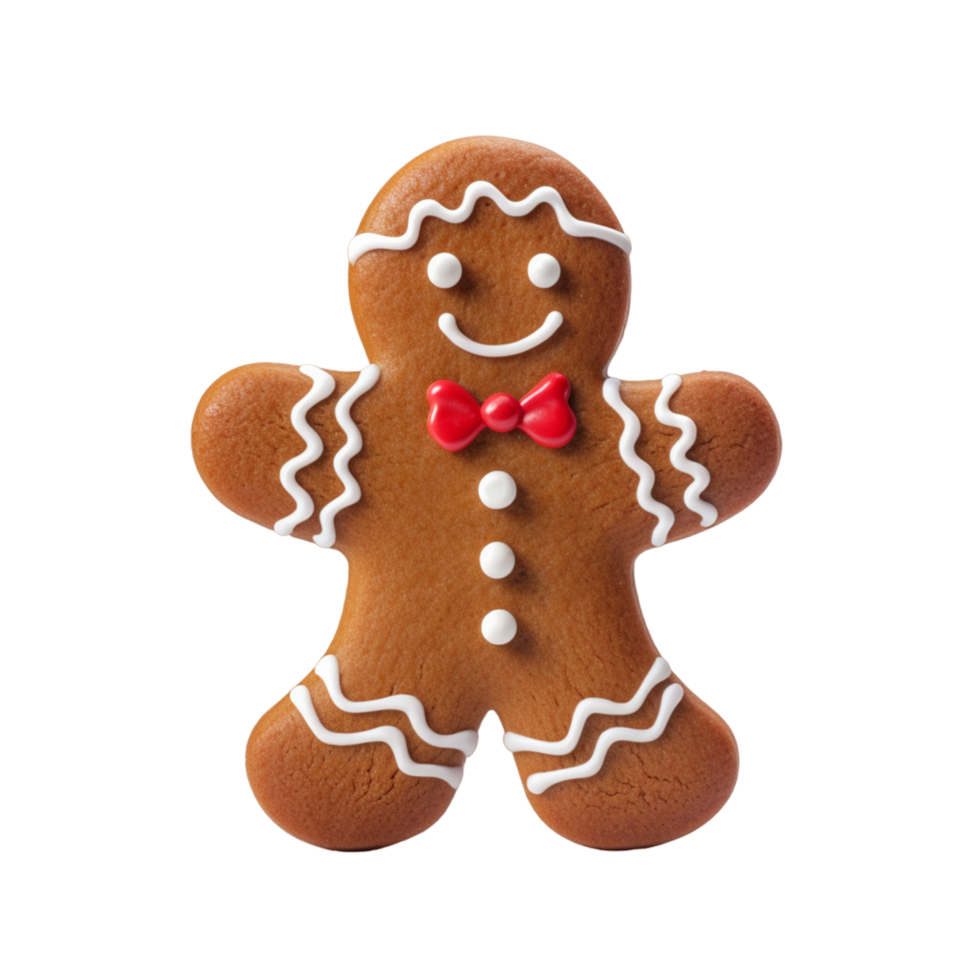 AI generated A cute gingerbread man cookie with icing png